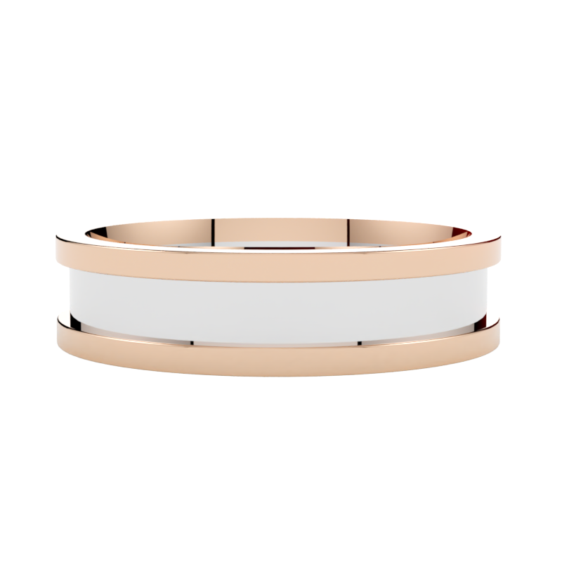 Obrączka ślubna wielokolorowa z białego i różowego złota płaska